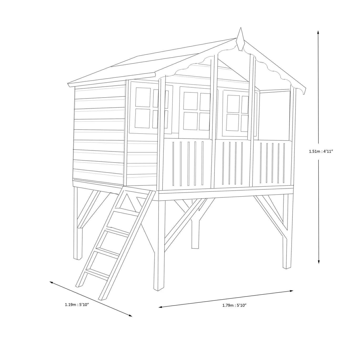 Shire 6x6 Stork Whitewood Pine Playhouse Assembly Required - Image 6