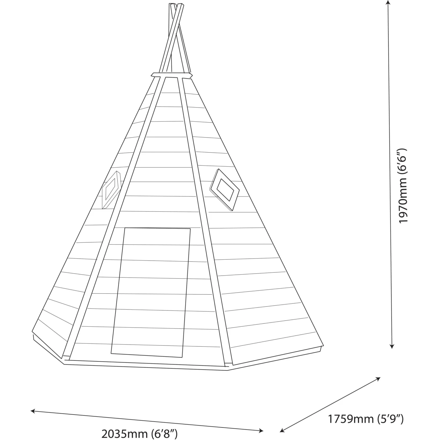 Shire 7x6 Wigwam Whitewood Pine Playhouse Assembly Service Included - Image 5
