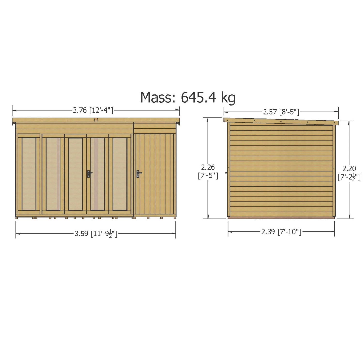 Shire Aster 12x8 Pent Shiplap Wooden Summer House - Assembly Service Included - Image 2
