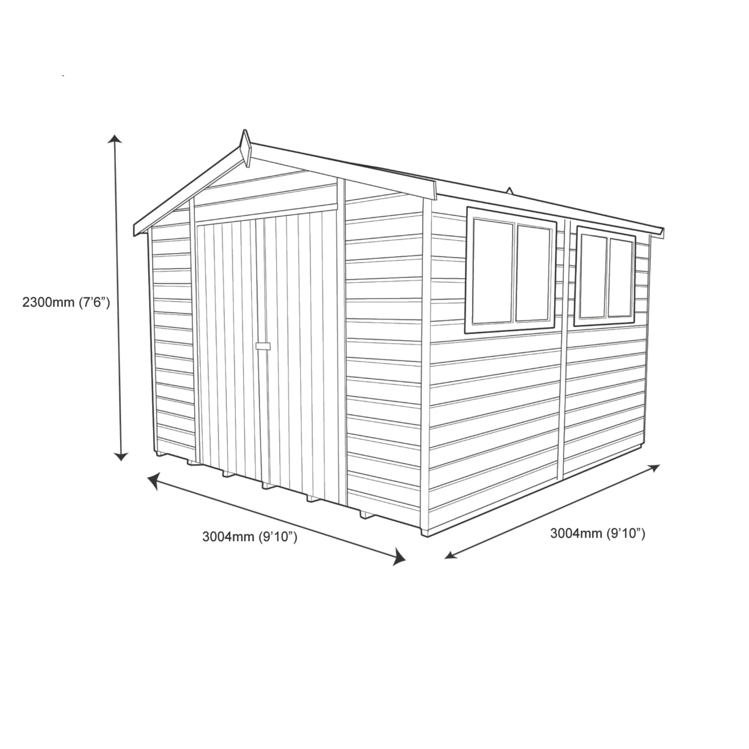 Shire Atlas 10x10 Ft Apex Shiplap Wooden Shed With Floor - Assembly Service Included - Image 10