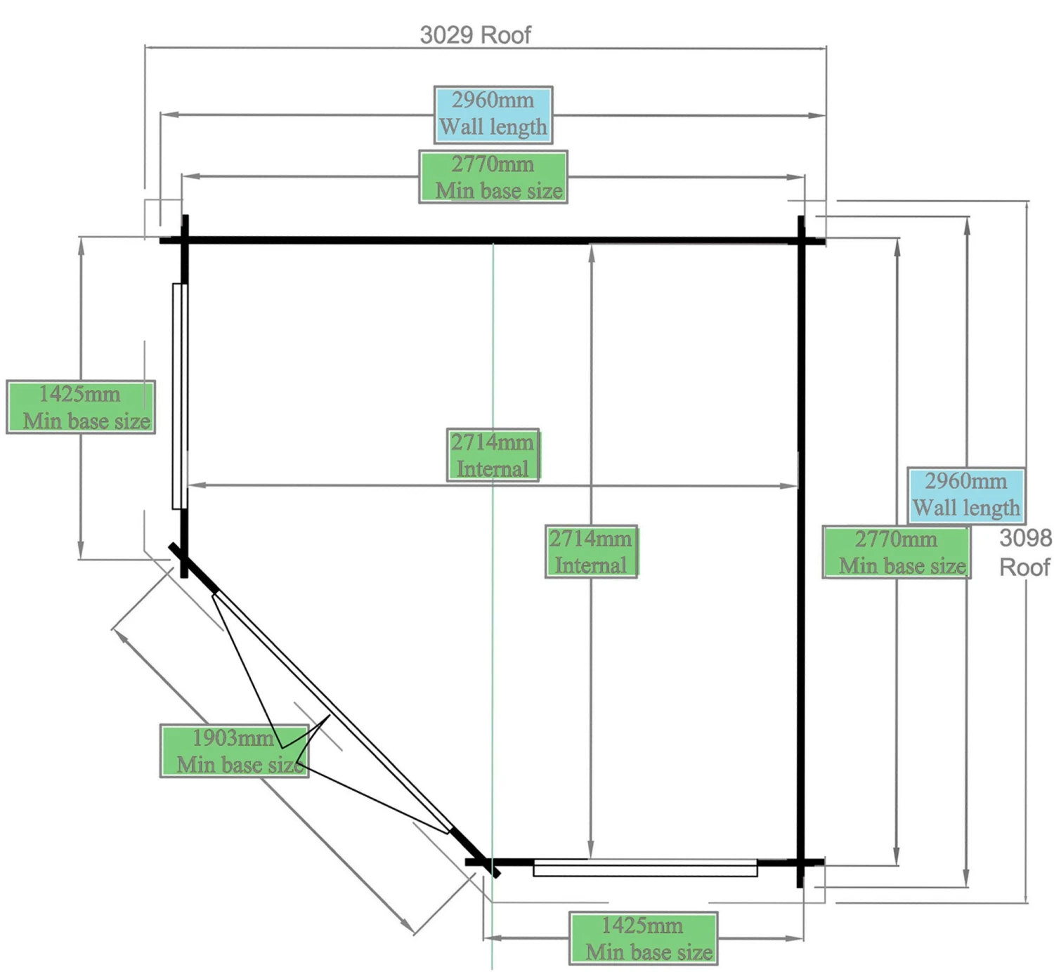 Shire Belvoir 10x10 Glass Apex Tongue & Groove Wooden Cabin - Base Not Included - Image 9