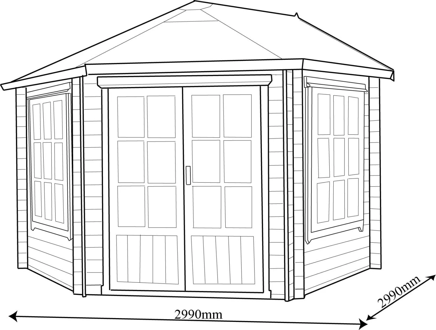 Shire Belvoir 10x10 Glass Apex Tongue & Groove Wooden Cabin - Base Not Included - Image 10