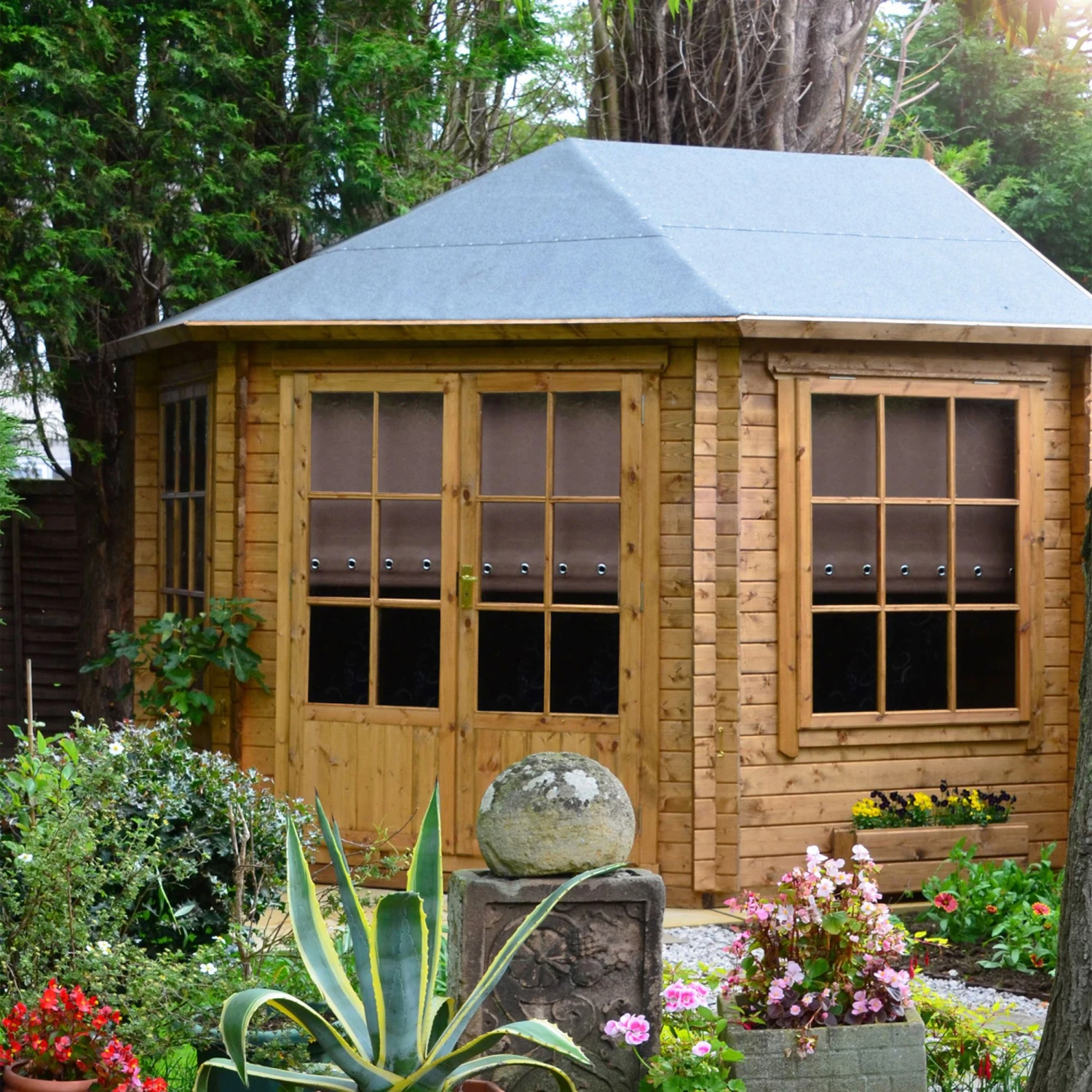 Shire Belvoir 10x10 Glass Apex Tongue & Groove Wooden Cabin - Base Not Included - Image 7