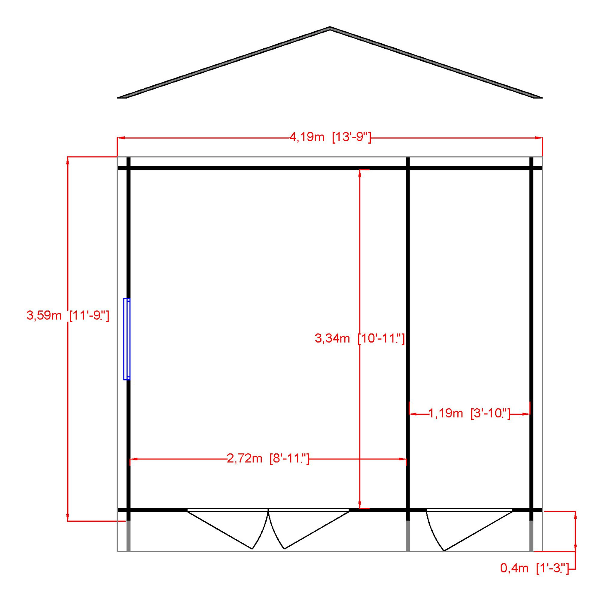 Shire Bourne 14x12 Toughened Glass Apex Tongue & Groove Wooden Cabin - Assembly Service Included - Image 2