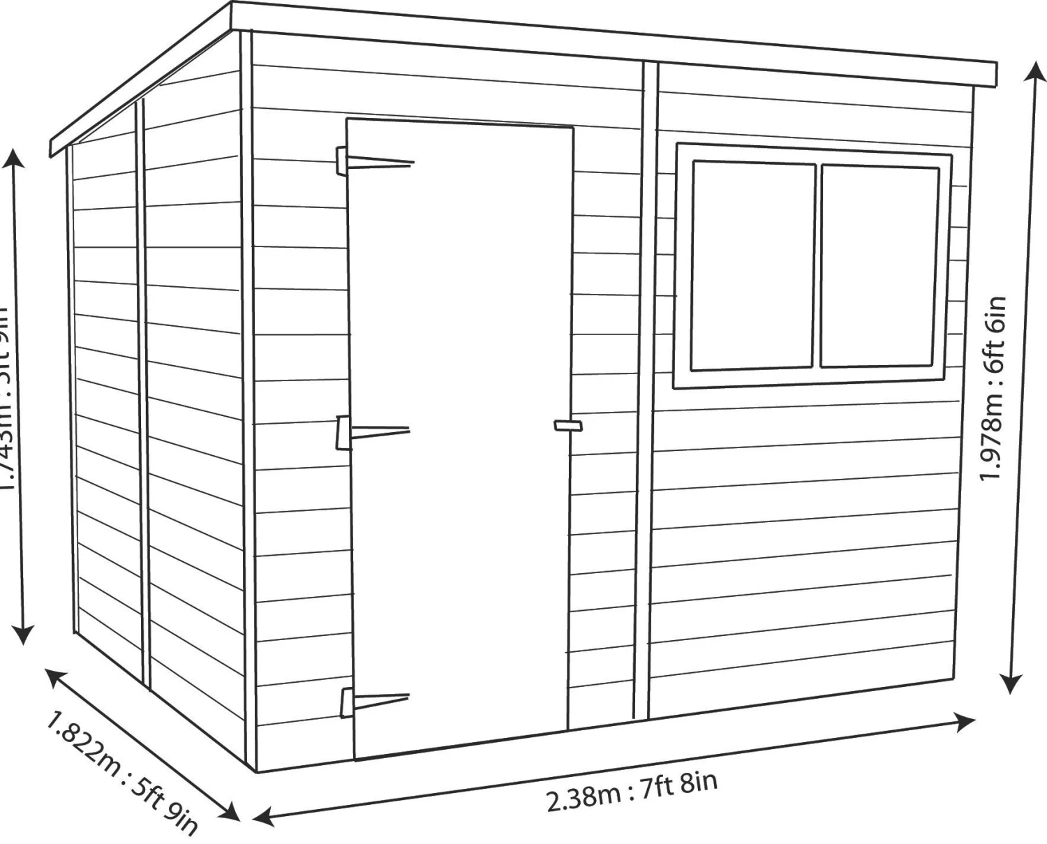 Shire Caldey 8x6 Ft Pent Shiplap Wooden Shed With Floor (Base Included) - Image 10