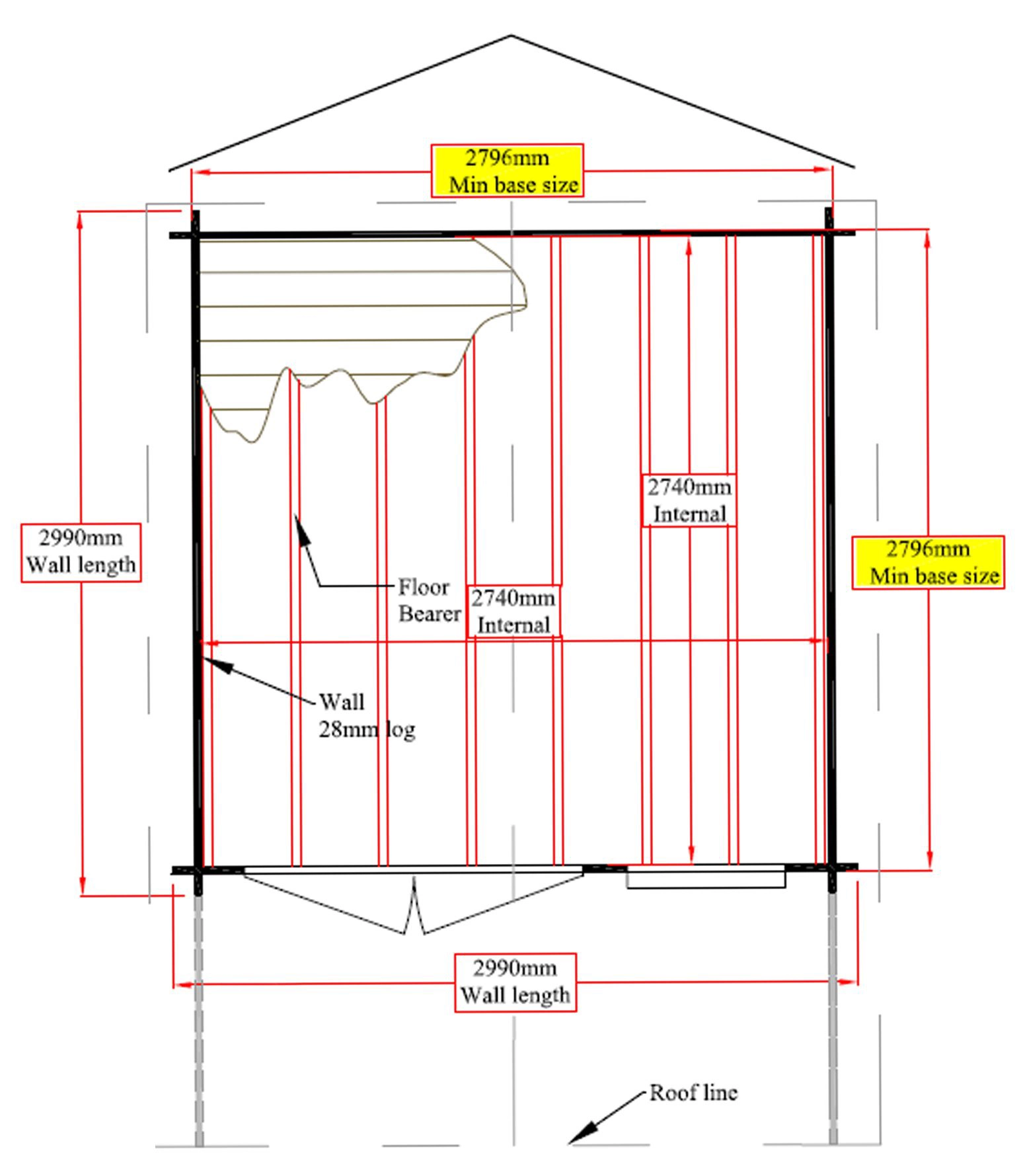 Shire Cannock 10x10 Glass Apex Tongue & Groove Wooden Cabin - Base Not Included - Image 8