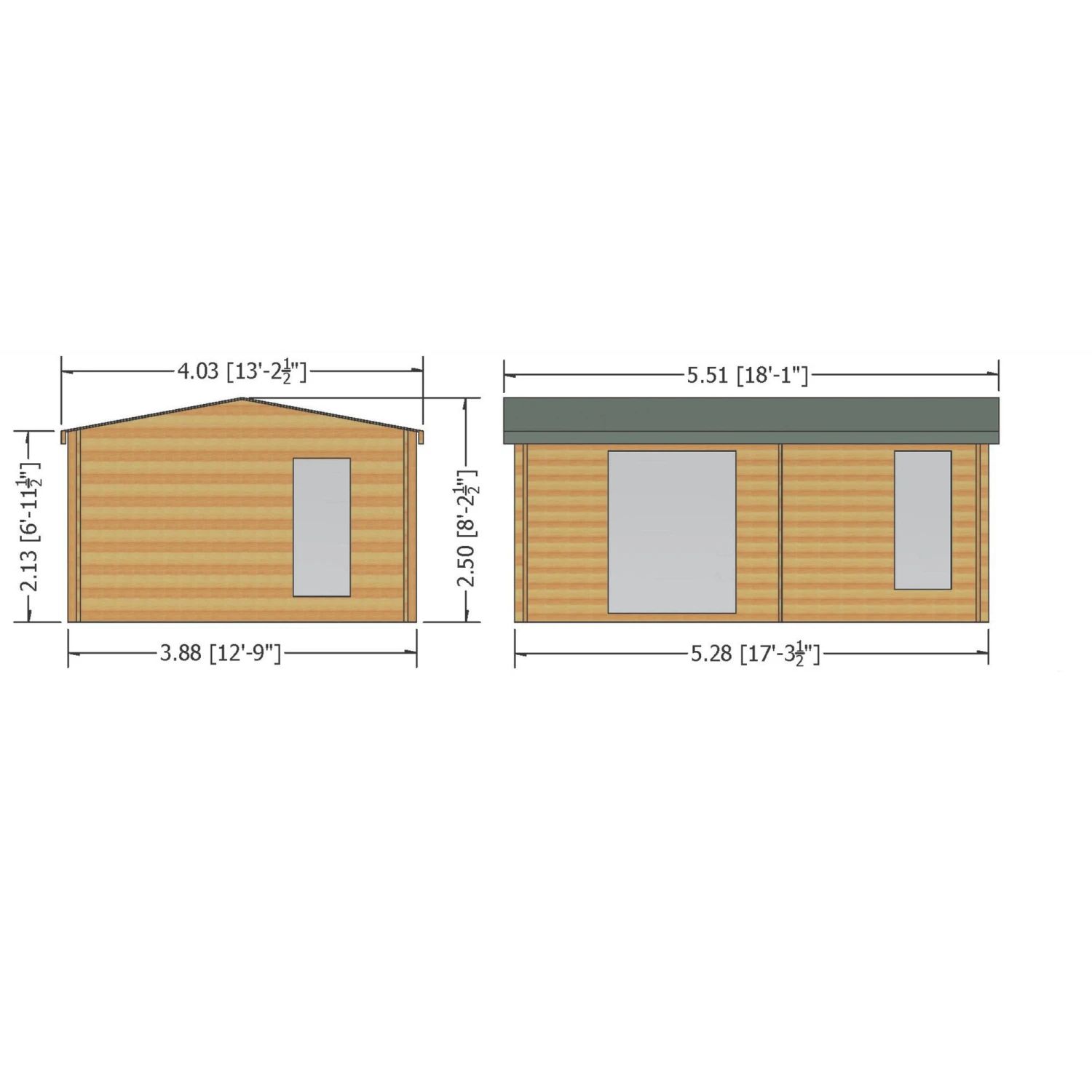 Shire Firestone 13x17 Toughened Glass Apex Tongue & Groove Wooden Cabin - Assembly Service Included - Image 2
