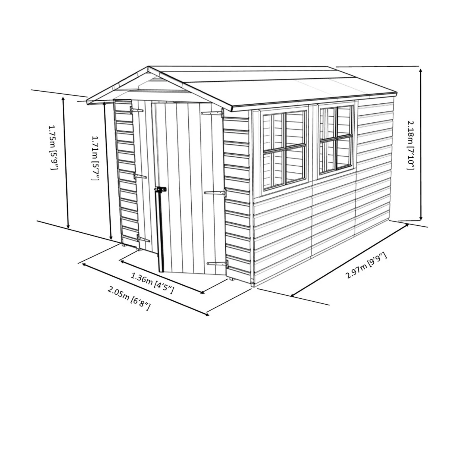 Shire Guernsey 7x10 Ft Apex Shiplap Wooden 2 Door 2 Windows Shed With Floor - Assembly Service Included - Image 2