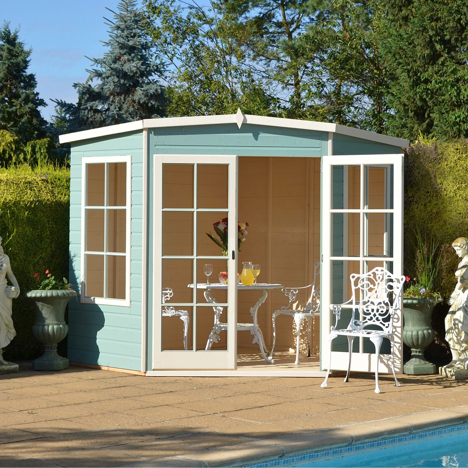 Shire Hampton 10x10 Glass Pent Shiplap Wooden Summer House - Base Not Included - Image 9