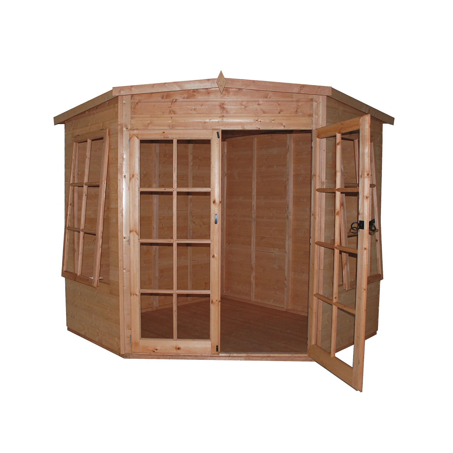 Shire Hampton 10x10 Glass Pent Shiplap Wooden Summer House - Base Not Included - Image 3