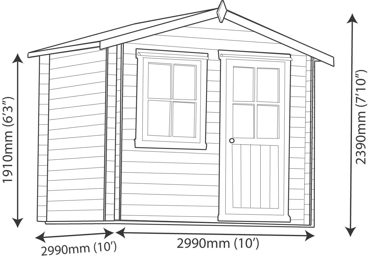 Shire Hartley 10x10 Apex Tongue & Groove Wooden Cabin (Base Included) - Assembly Service Included - Image 9
