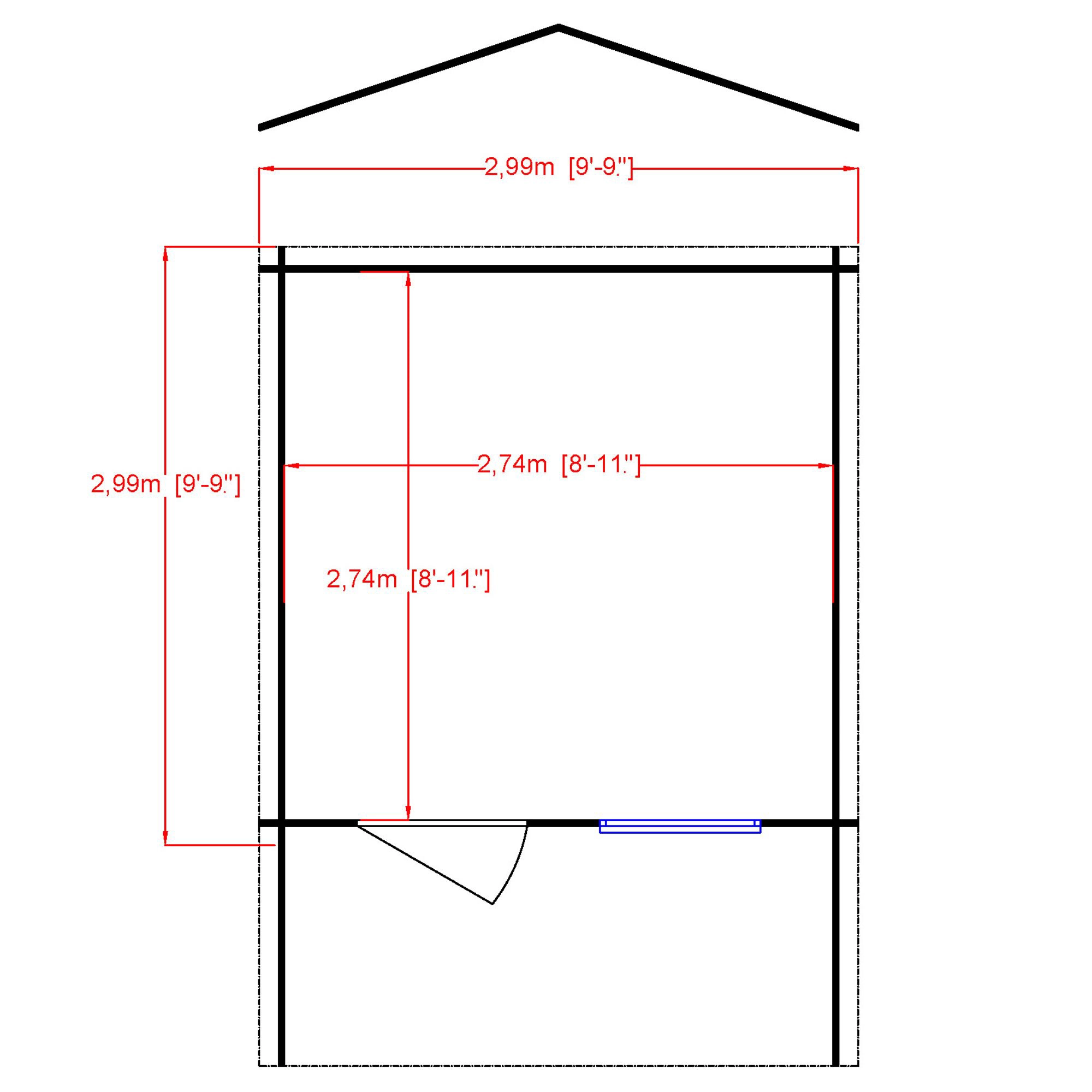 Shire Hopton 10x10 Toughened Glass Apex Tongue & Groove Wooden Cabin - Base Not Included - Image 4
