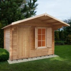 Shire Hopton 10x12 Toughened Glass Apex Tongue & Groove Wooden Cabin - Assembly Service Included