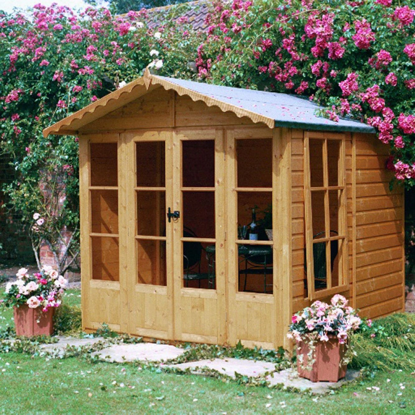 Shire Kensington 7x7 Glass Apex Shiplap Wooden Summer House - Base Not Included - Image 6