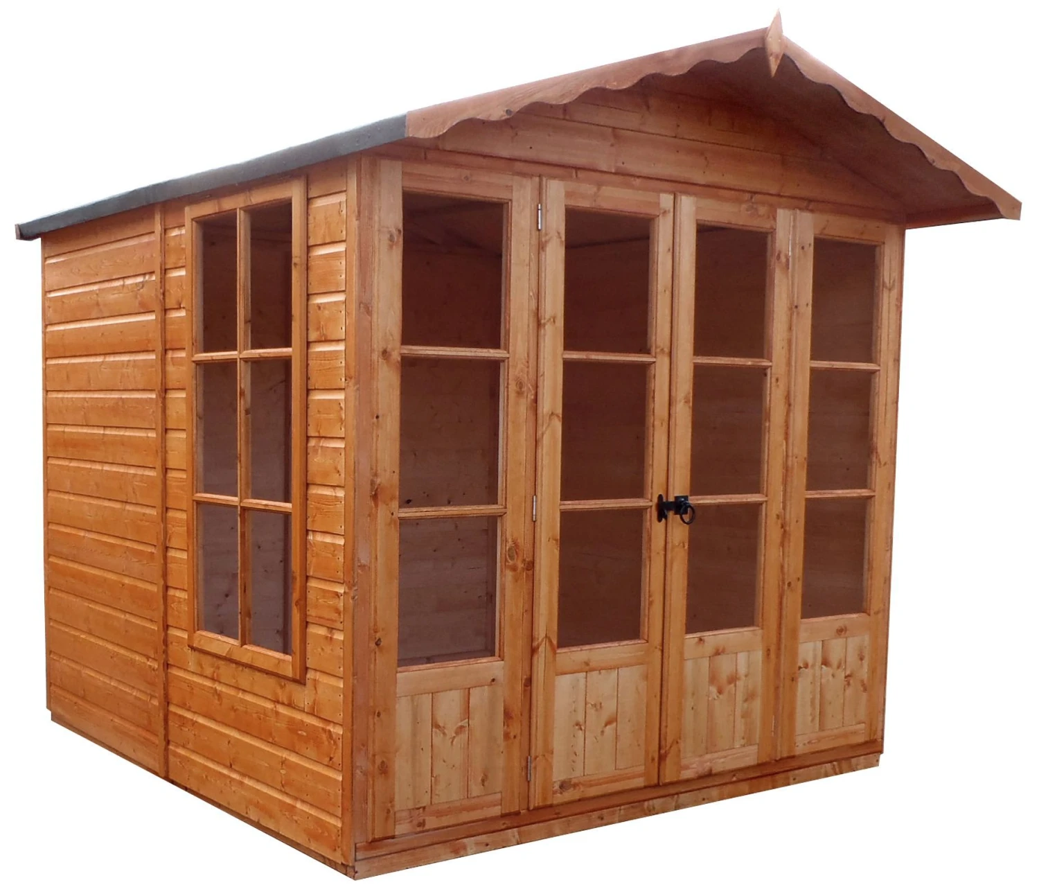 Shire Kensington 7x7 Glass Apex Shiplap Wooden Summer House - Base Not Included