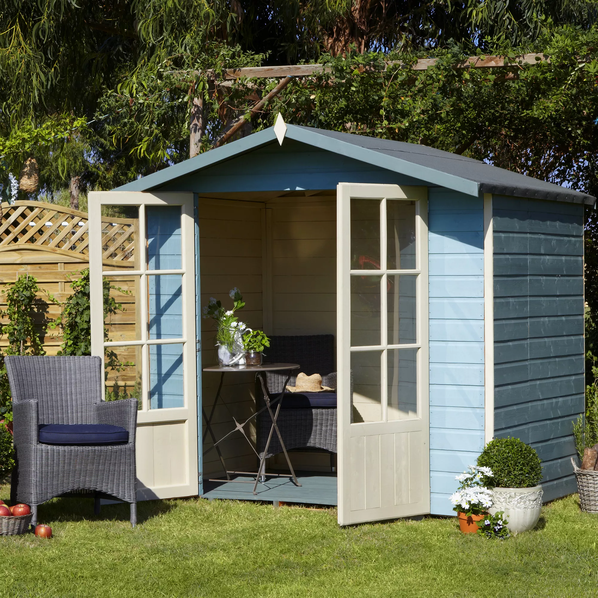 Shire Lumley 7x5 Glass Apex Shiplap Wooden Summer House - Base Not Included - Image 7