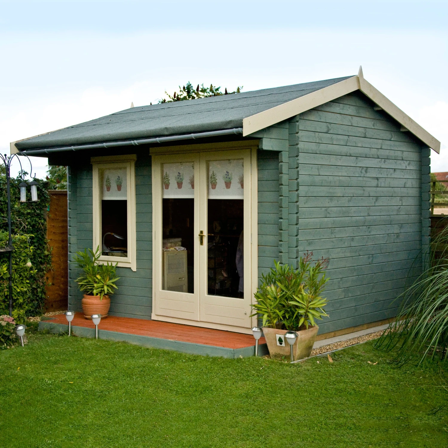 Shire Marlborough 10x10 Toughened Glass Apex Tongue & Groove Wooden Cabin - Base Not Included - Image 2