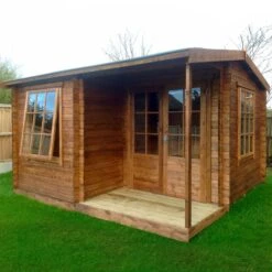 Shire Ringwood 12x15 Toughened Glass Apex Tongue & Groove Wooden Cabin - Assembly Service Included