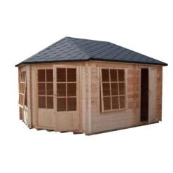 Shire Rowney 10x14 Ft Apex Tongue & Groove Wooden Cabin With Felt Tile Roof - Assembly Service Included