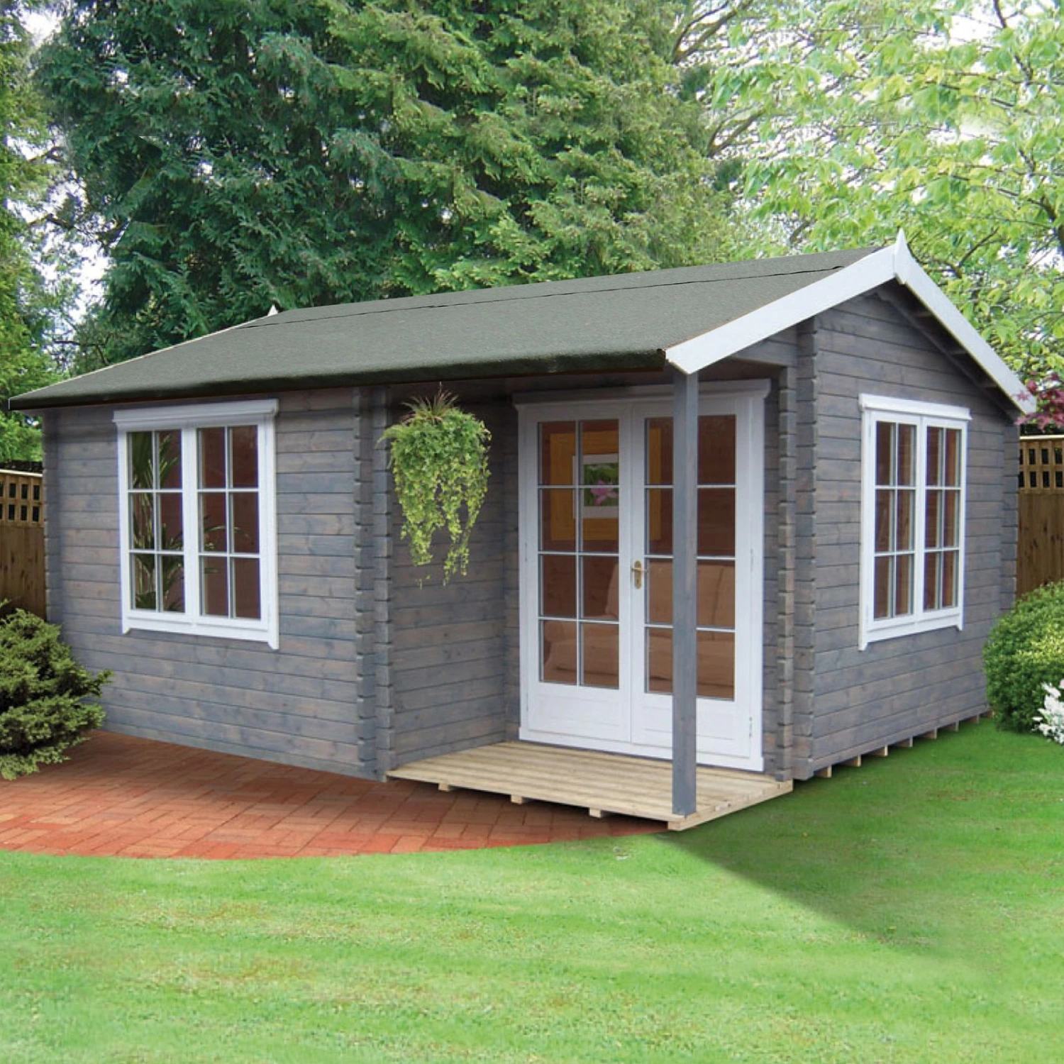 Shire Twyford 14x17 Glass Apex Tongue & Groove Wooden Cabin - Base Not Included - Image 9