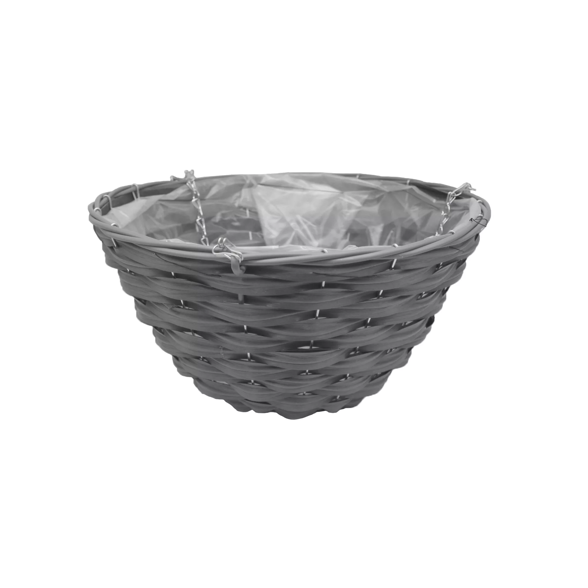 Smart Garden Faux Rattan Grey Round Plastic Hanging Basket, 35cm