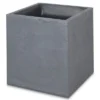 Verve Dallas Dark Grey Slate Effect Plastic Square Plant Pot (Dia)40cm