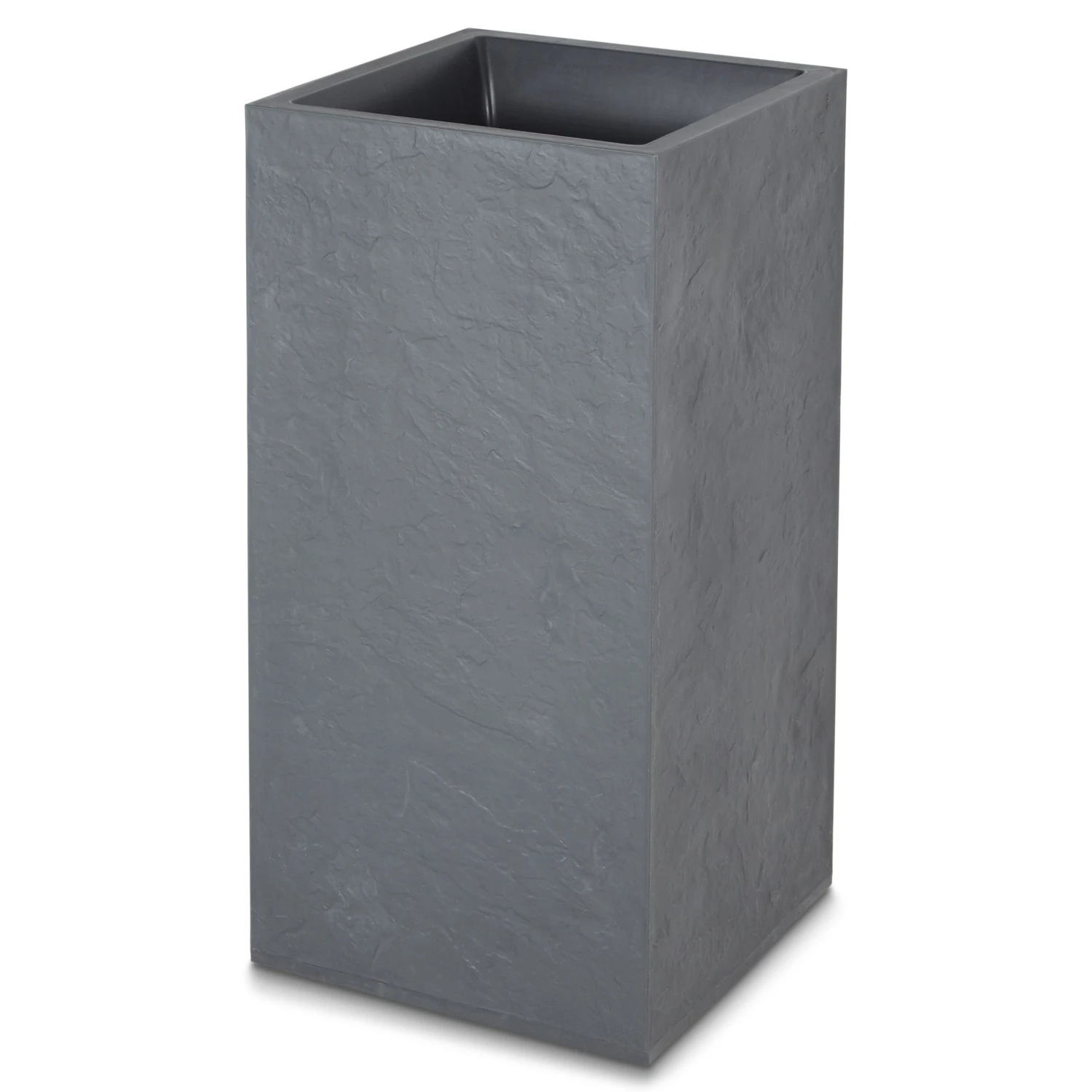 Verve Durdica Dark Grey Slate Effect Plastic Square Plant Pot (Dia)40cm