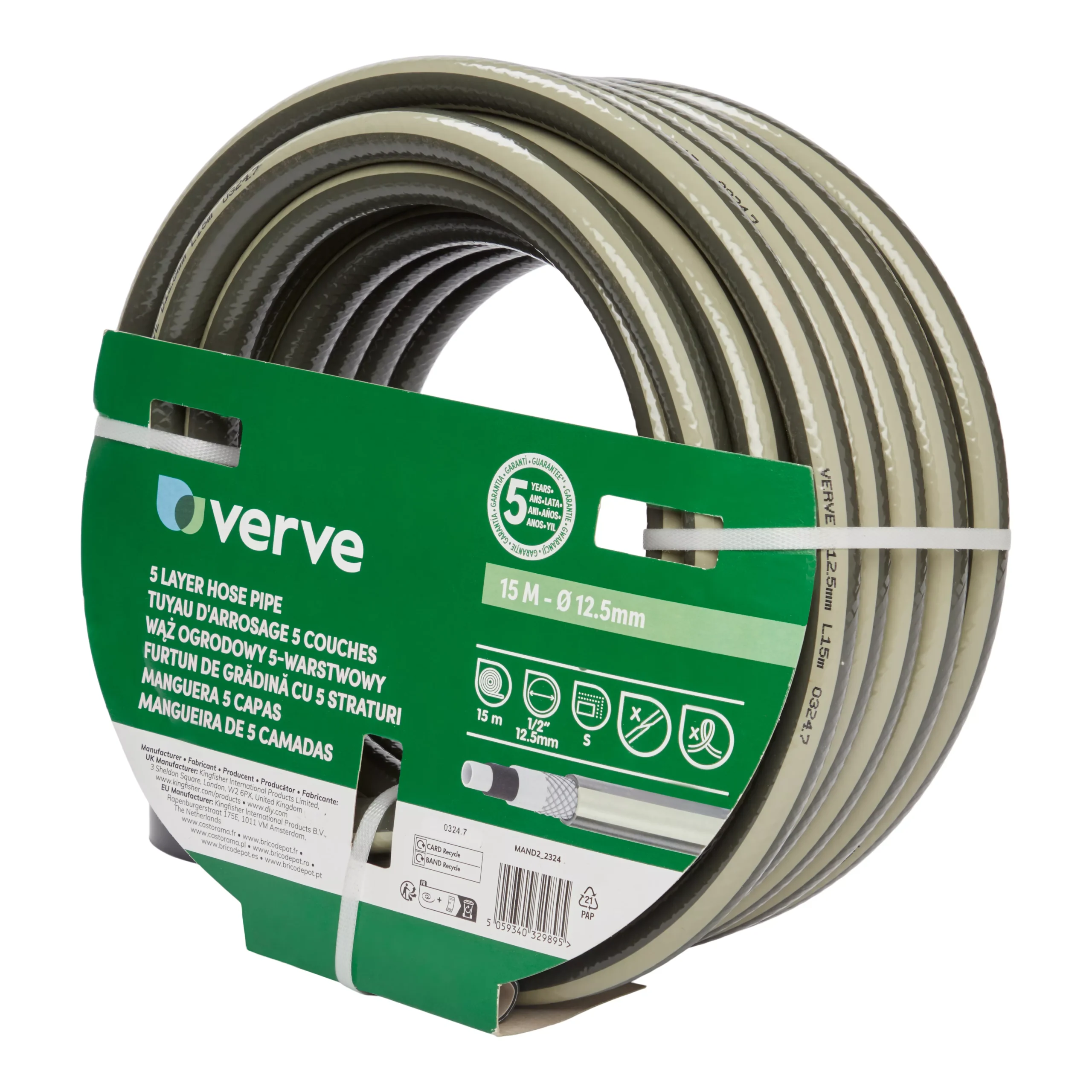 Verve Green 5-layer Reinforced Hose Pipe (D)½" X (L)25m - Image 2